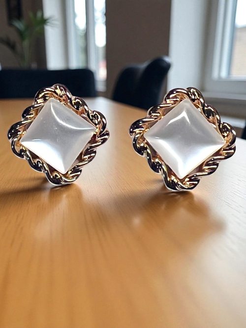 Elegant Gold and White Tone Sud Earrings