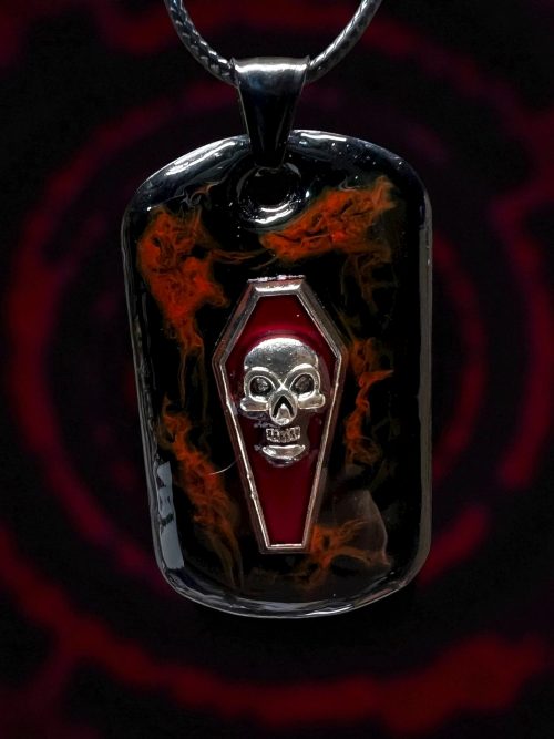 Mens Skull Coffin Pendant Necklace